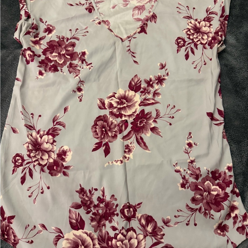 Express Floral Blouse - Burgundy and Cream
